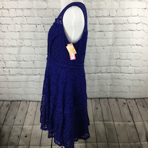 Xhilaration Cobalt Full Bloom Lace Dress - Picture 3 of 6